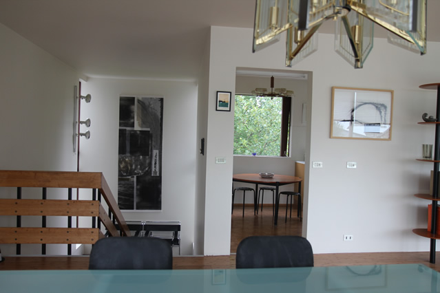 Upstairs view down the hall way and kitchen